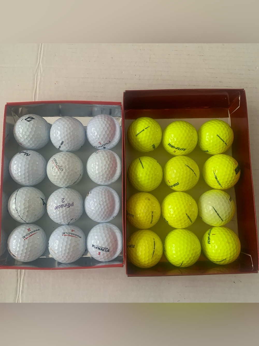 Lot of 24 Used Golf Balls Mixed  12-White and 12-Yellow